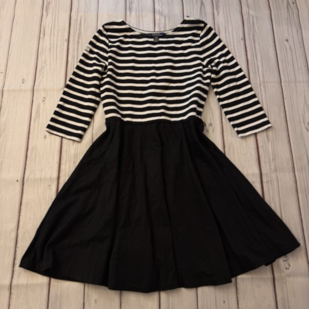 Polo Ralph Lauren Striped 3/4 Sleeve A-Line Dress Girls Large 12/14